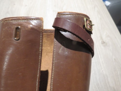 WW1 VINTAGE PAIR OF OFFICERS BROWN LEATHER GAITERS (2) - Picture 7 of 23