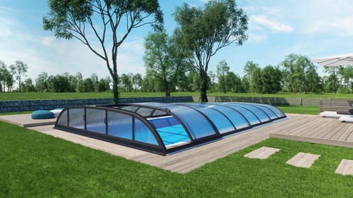 Poolüberdachung Schwimmbadüberdachung Poolhalle Dallas B PK 8mm Anthrazit - Bild 1 von 12