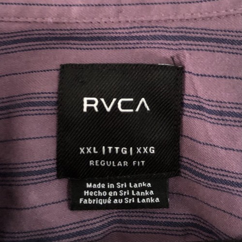 NUEVA RVCA Camisa a Rayas Al Agujadas Para Hombres XXL Abotonada Púrpura Manga Corta Nueva con Etiquetas $60 - Imagen 7 de 11