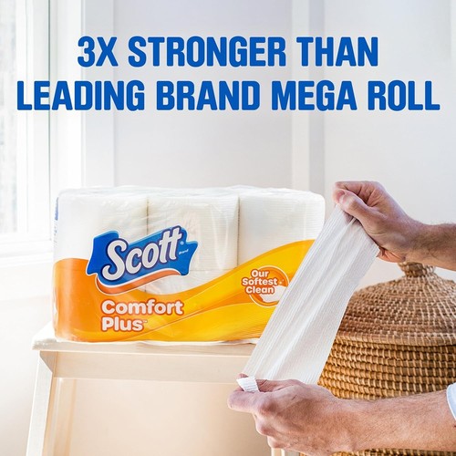 Papel higiénico Comfortplus, 12 rollos dobles, 231 hojas por rollo, seguro séptico, 1-P - Imagen 3 de 6