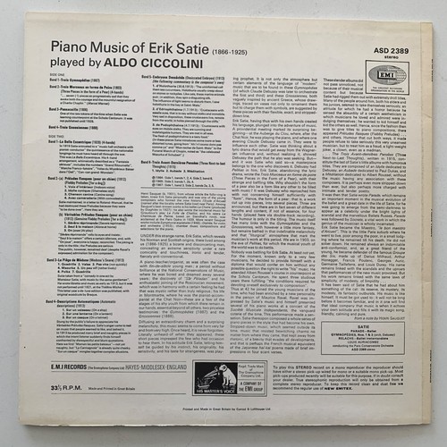 Erik Satie, Aldo Ciccolini – Piano Music - 1967 Vinyl LP - Near Mint (NM/NM) - Picture 2 of 4