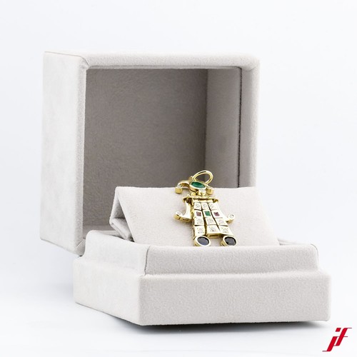 Ciondolo Cuore 18K Oro Giallo Diamante Smeraldo Rubino Zaffiro - Valore 4.000€ - Foto 3 di 3