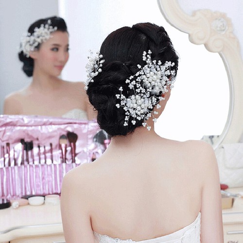 Pettine capelli sposa perle accessori capelli matrimonio copricapo donna gioielli capelli - Foto 7 di 11