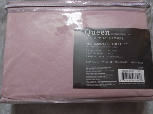 Light Purple Embossed Queen Sheet Set Soft Bed 4 pc Wrinkle Resist NEW! - Picture 2 of 2