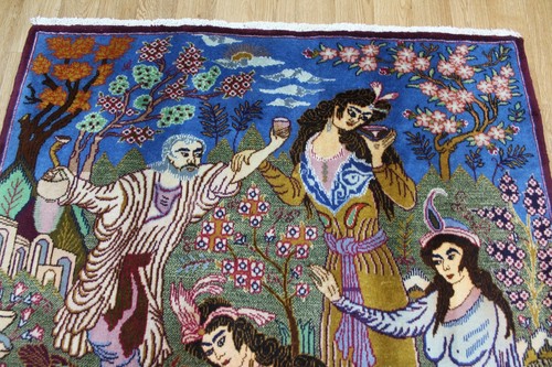FINE HANDMADE PERSIAN KASHMAR RUG OF PICTORIAL AND FLORAL DESIGN 212 X 125 CM - Picture 9 of 12