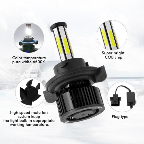 6 Sides H13 LED Headlight Bulbs for Dodge Ram 1500 2500 3500 06-2012 Hi/Lo Kit - Picture 4 of 12