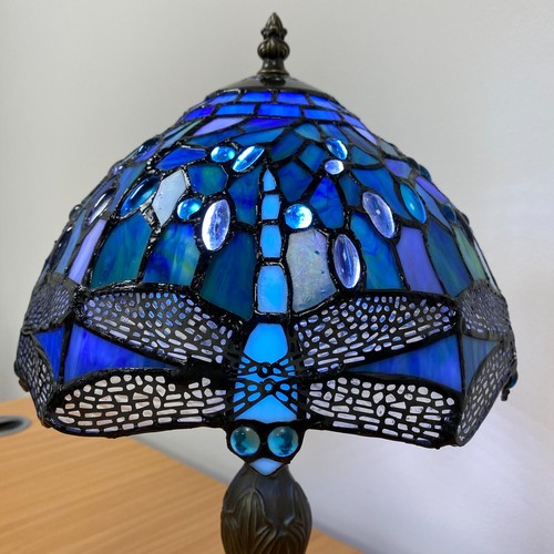 Blue Dragonfly Tiffany style stained glass Table lamp for bed/Livingroom Lamp UK - Picture 8 of 22