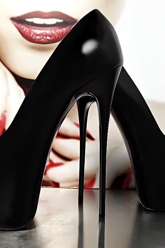1969 Made in Italy High Heels Iconic AST Platform Leather Pumps Black 42 - Picture 12 of 12