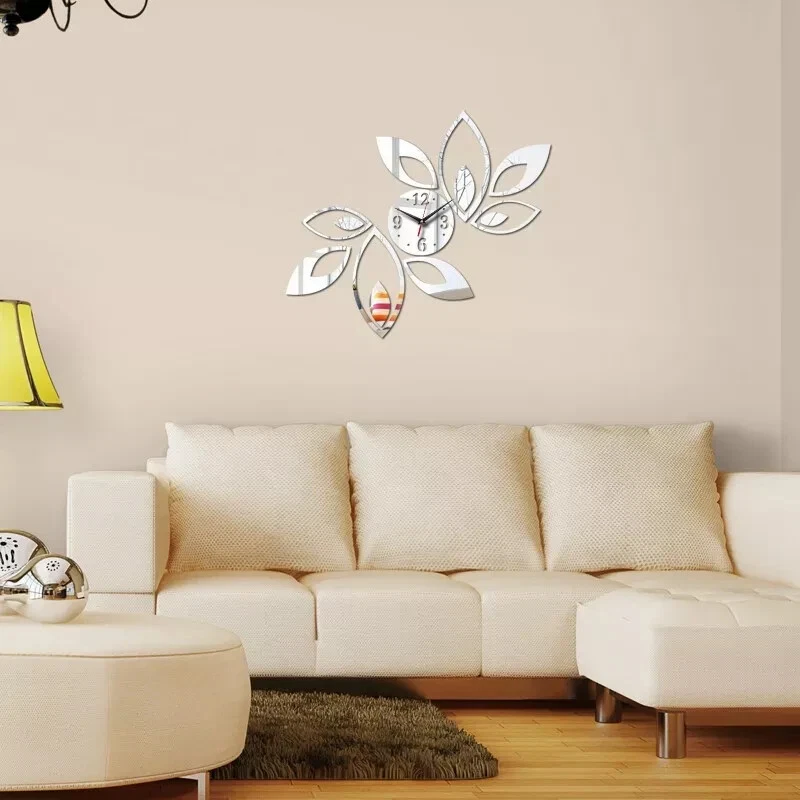 Modern Large Acrylic Sticker Quartz Wall Clock 3D Decorative Living Room Watch - Image 4 of 4