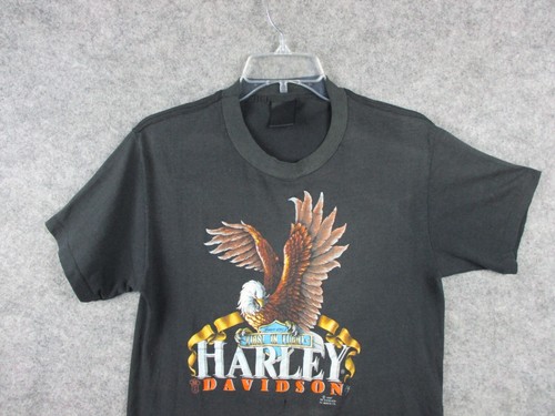 Camisa Harley Davidson vintage con emblema 3D para hombre pequeña Black Eagle 1987 puntada única - Imagen 16 de 21