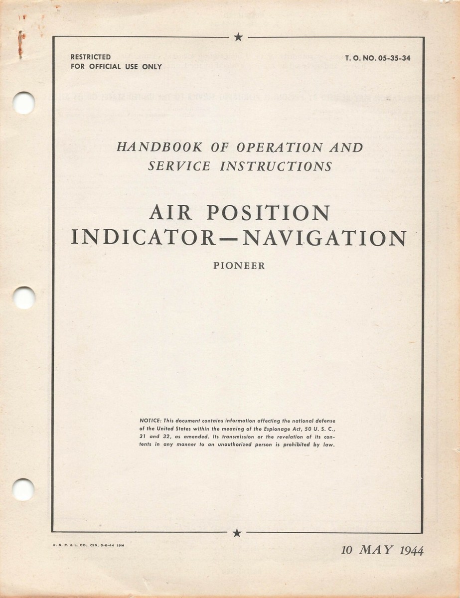 Air Position Indicator-Navigation Operation & Service 1944 Flight