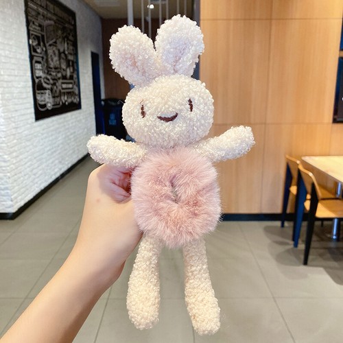 Girls Cute Rabbit Scrunchie Plush Trendy Ponytail Holder Hair Tie Accessories - Bild 11 von 16