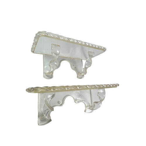 2 Vintage Mid Century Lucite Wall Hanging Shelves Unique Rare - Picture 2 of 7