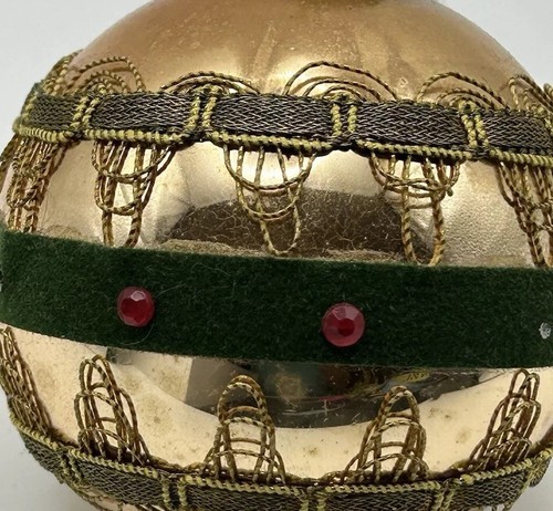 2 Vintage West Germany DBGMa Brocade Silk Handpainted Gold Tone Ornaments - Picture 6 of 23