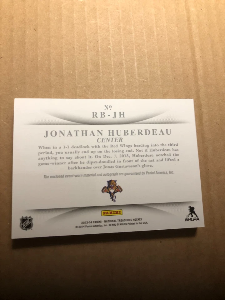 13-14 National Treasures Rookie Jumbo Jersey Booklet Auto Jonathan Huberdeau/75 - Image 2 of 3