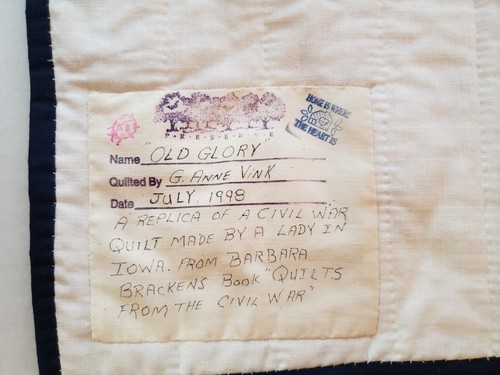 Old Glory A Replica of a Civil War Quilt from Barbara Bracken's Book Quilts from - Picture 7 of 9