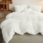 NEW! ~ COZY ULTRA SOFT PLUSH IVORY WHITE FAUX FUR SHAGGY FLUFFY COMFORTER SET