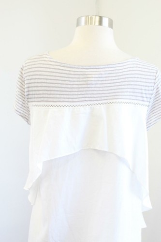 Meadow Rue Anthropologie Sideswing Striped Ruffle Linen Top Blouse White Size S - Picture 8 of 10