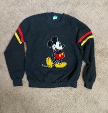 VINTAGE 80s MICKEY MOUSE DISNEY SWEATSHIRT VARSITY - BLACK SIZE ADULT LARGE
