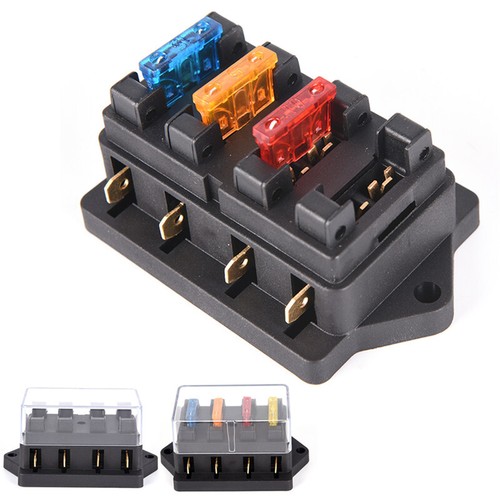 Car 4 Way Circuit Standard ATO Blade Fuse Box Block Holder 12V/24V+4 Way Fus _yi - Picture 6 of 11
