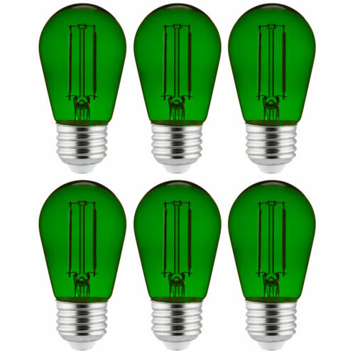 6PK S14 LED Green Christmas Filament Decorative StringLight-Shatterproof Vintage - Picture 2 of 2