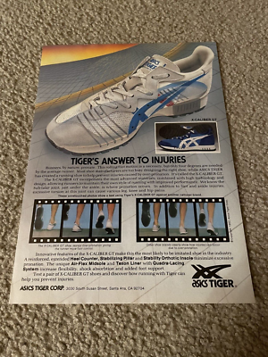 中古　asics カタログ　THE SPORTS SHOES BOOK 1985 Vintage 1982 ASICS TIGER X-CALIBER Running Shoes Poster Print Ad
