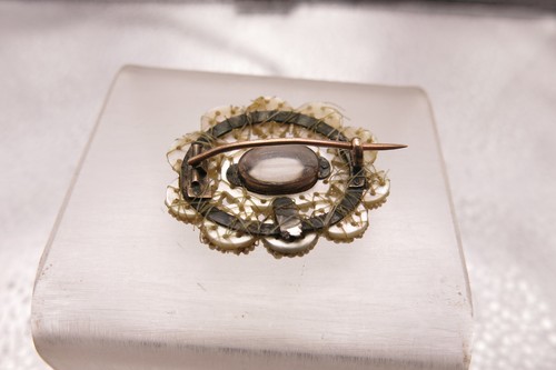 Antique circa 1830 Georgian Woven Natural Pearl Brooch Locket 15ct Gold - Foto 23 di 24