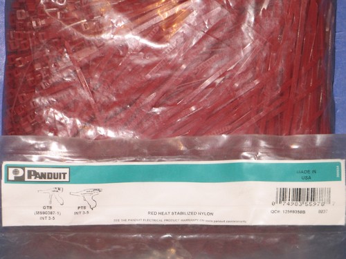 PANDUIT CABLE TIES W.142" L 5-5/8" NYLON RED HEAT STABILIZED PLT1.51-M32 - Picture 2 of 2