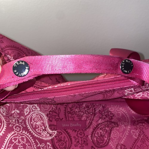 Vera Bradley Rolling Travel Bag with Pull Extended Handle Pink Stamped Paisley - Picture 4 of 11