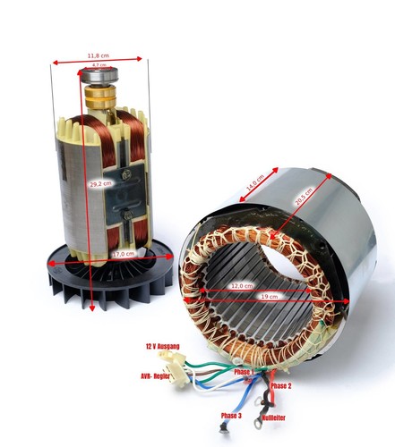 Spule Strom Generator Stator Rotor für Stromerzeuger 13 PS 3-Phase von DeTec. - Bild 1 von 2