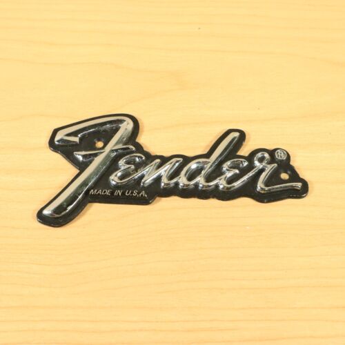 Fender "Made In USA" Metal Logo Amp Case Logo 1970's 1980's Black Chrome
