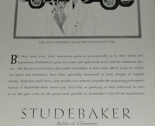1929 Studebaker advertisement, STUDEBAKER President Eight Brougham, Art Deco - Foto 3 di 3