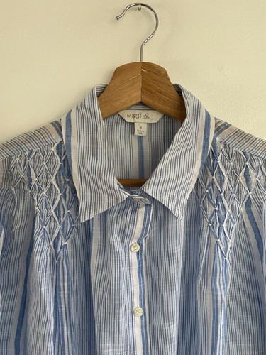 Sienna Miller x M&S Striped Cotton Shirt Blouse Women’s UK 8 Blue Mix - 第 2/16 張圖片