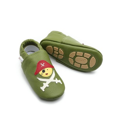 #580 Pirat in schw Liya/'s Lederpuschen Hausschuhe Krabbelschuhe Turnschläppchen