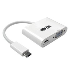 Tripp Lite  Adapter Converter with PD Charging USB Type C to VGA 1080p, White
