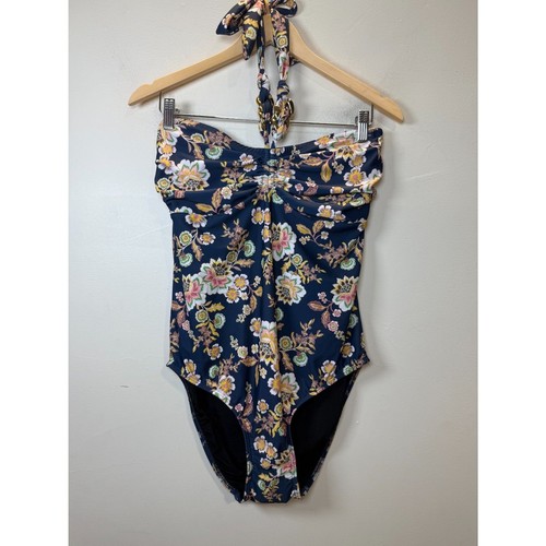 Shoshanna Women's Size 12 Navy Multi Cinched Front One Piece Swimsuit NWT - Picture 4 of 9