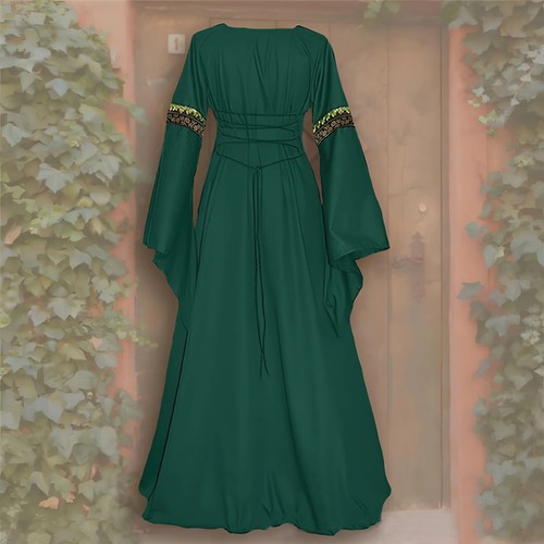 Halloween Women European Cosplay Costume Carnival Strapless Long Sleeve Dress - Picture 8 of 14