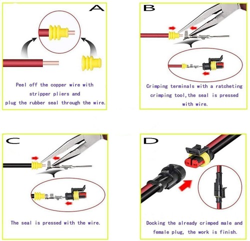 Waterproof Automotive Wire Connectors Plug Terminals Crimping Plier Tool 352Pcs - Picture 9 of 12