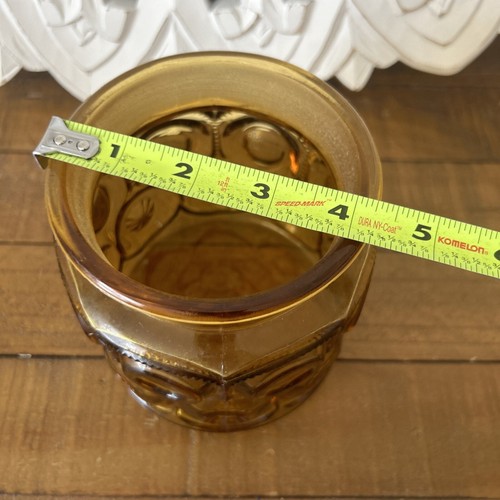 Vtg Amber Glass L.E. Smith Moon & Stars Canister Jar NO LID Storage Organization - Picture 8 of 8