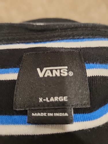 Vans XL Awbrey Long Sleeve Shirt. Black/Blue and White Stripes  (#160) - Picture 3 of 4
