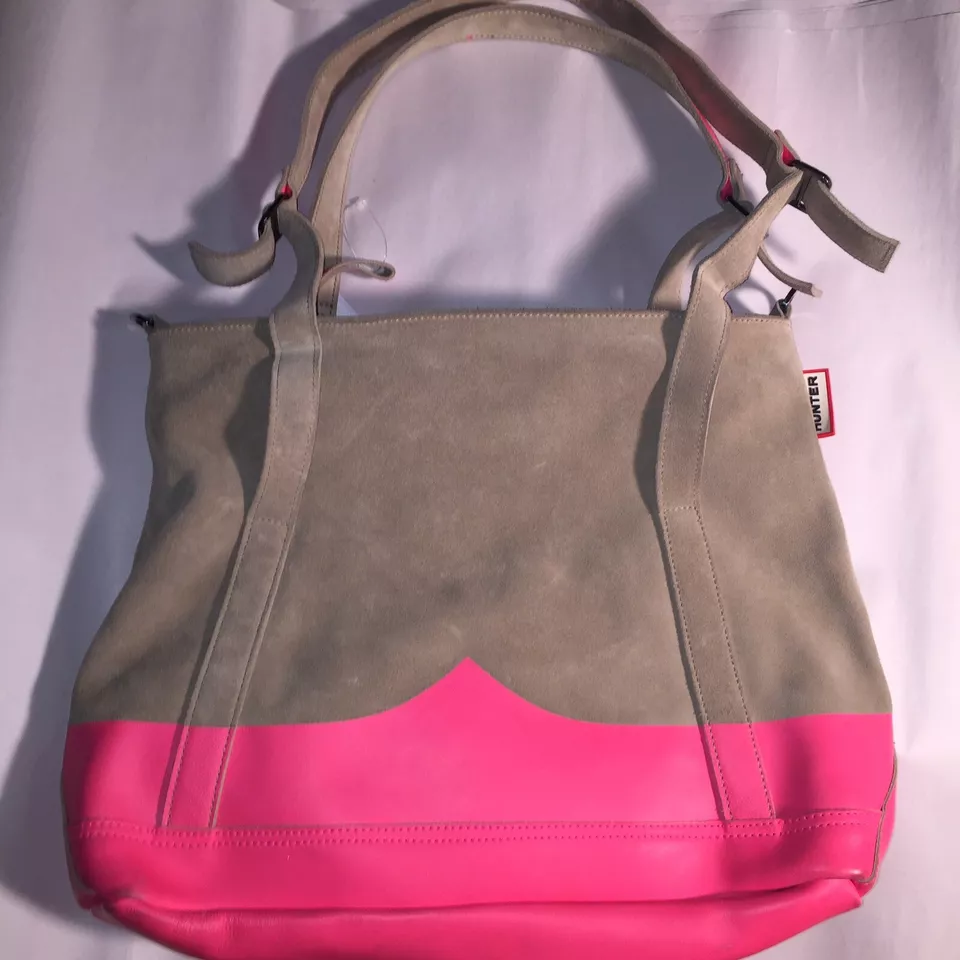 预爱正品 HUNTER 灰色/热粉色 MOUSTACHE 拉链托特包 XBODY $395 — 第 2/4 张图片
