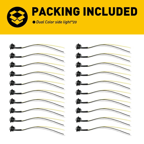 3/4" Trailer Amber White LED Side Clearance Marker Lights Dual Color Waterproof - Picture 9 of 9