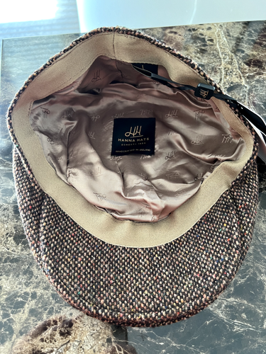 Hanna Hats of Donegal Tweed Wool Newsboy Cap Sz Large Made In Ireland - Picture 3 of 7