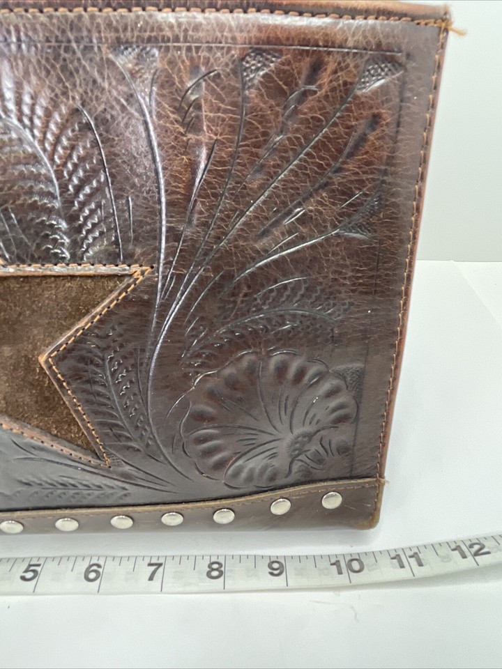 American West Genuine Leather Brown Star Purse, Preowned eBay
