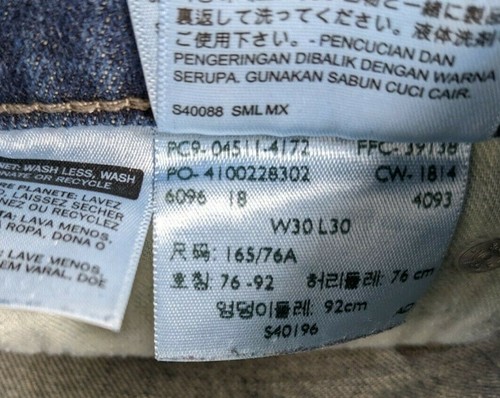 Levis 511 Slim Fit Denim Jeans Mens 30x30 Red Tab Slight Stretch Dark Blue - Picture 10 of 10