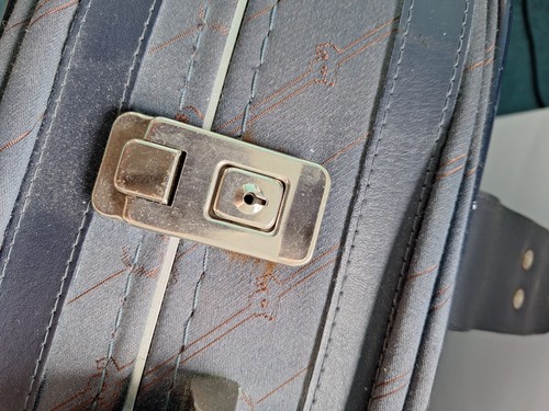 Vintage RARE Antler Suitcase Blue Patterned Buckles - Picture 16 of 22