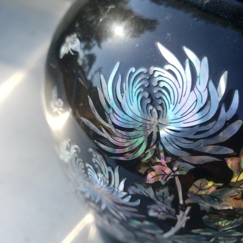 Great vase decorated with mother of Pearl, vintage Korean - Picture 3 of 12