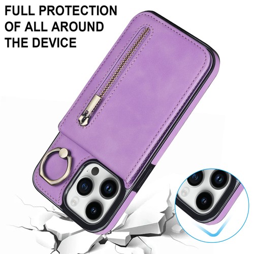 Para iPhone 11 12 13 14 15 16 Pro Max Anillo Soporte Billetera Tarjeta Cuero Estuche Cubierta - Imagen 62 de 78