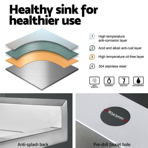Stainless Steel Kitchen Sink Bench Food Grade with Adjustable Shelf - Picture 3 of 7