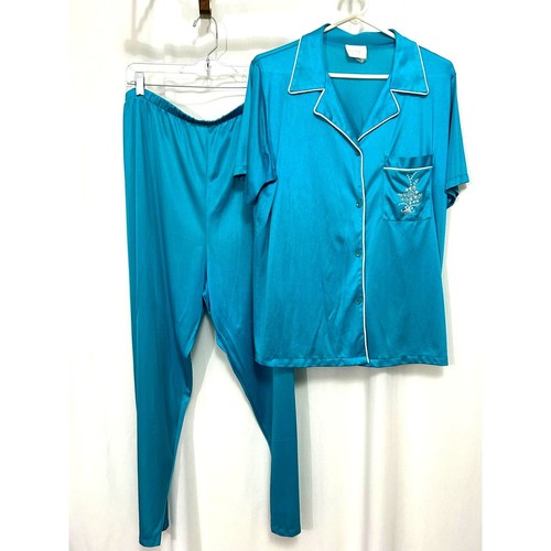 Vintage Sears Carriage Court 2 Piece Loungewear Nylon Pajama Set Women's Size XL
